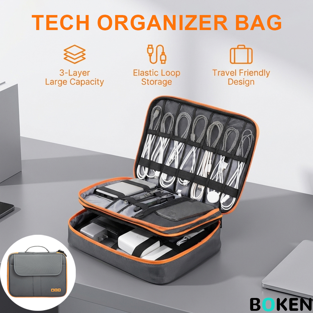 Tech Accessories Travel Case - Large Capacity Tech Organizer Bag Portable