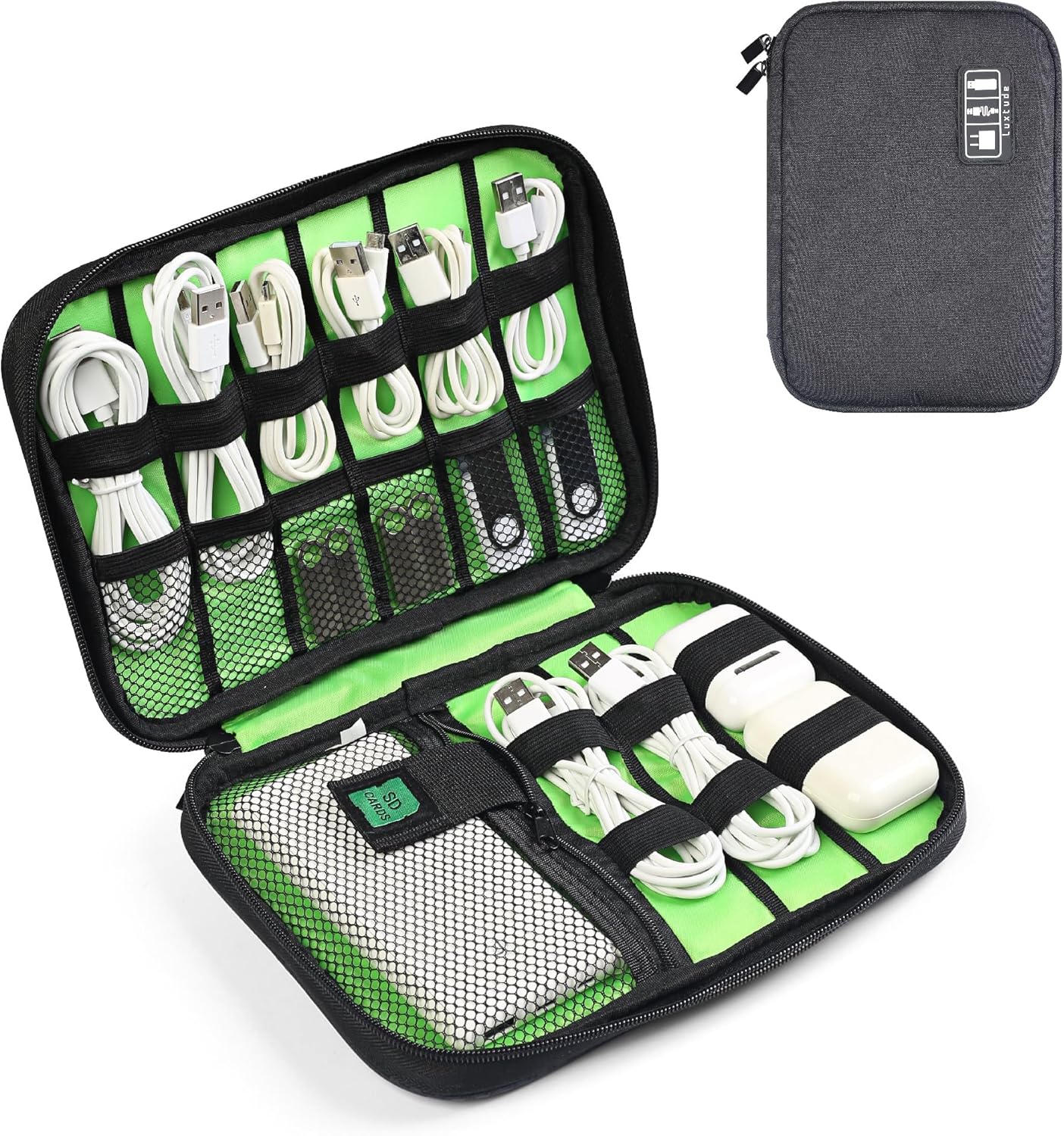 Tech Accessories Travel Case - Travel Cable Organizer Bag, Flat Cord