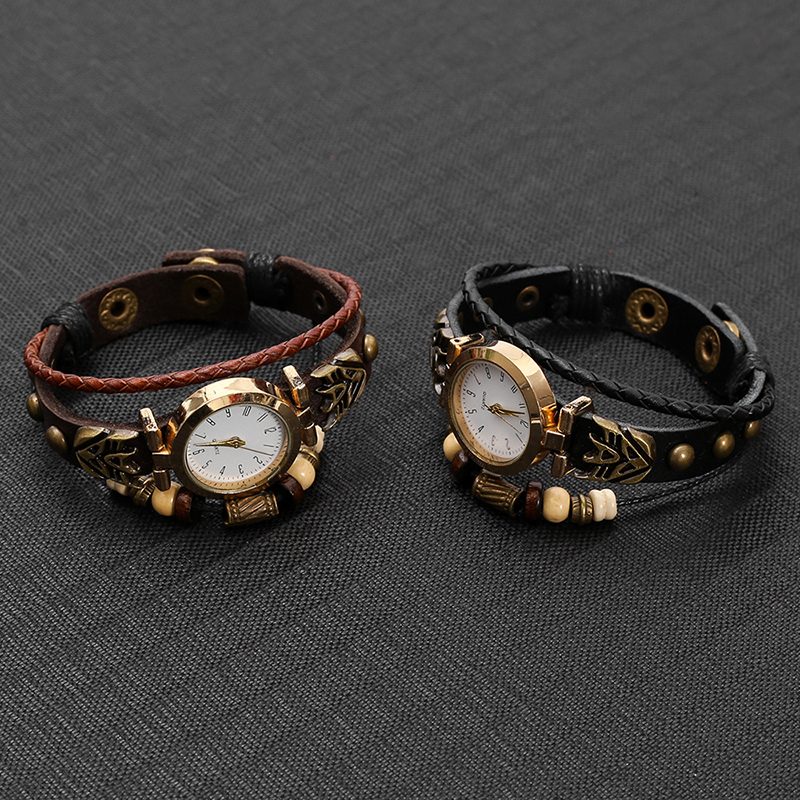 Vintage Leather Quartz Watch H - Tech Wear Accessories ulasan dan harga