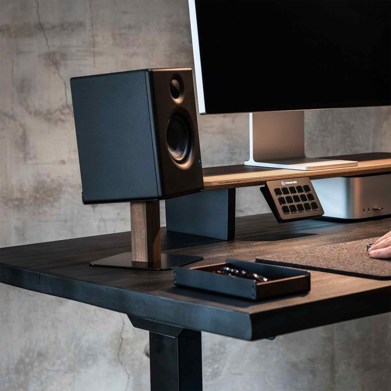 Black Walnut Speaker Stand Des - Tech Accessories Desk ulasan dan harga