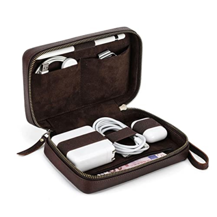 Full Grain Leather Electronic  - Tech Accessories Travel Case ulasan dan harga