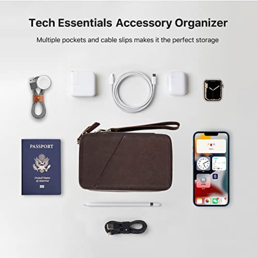Full Grain Leather Electronic  - Tech Accessories Travel Case ulasan dan harga
