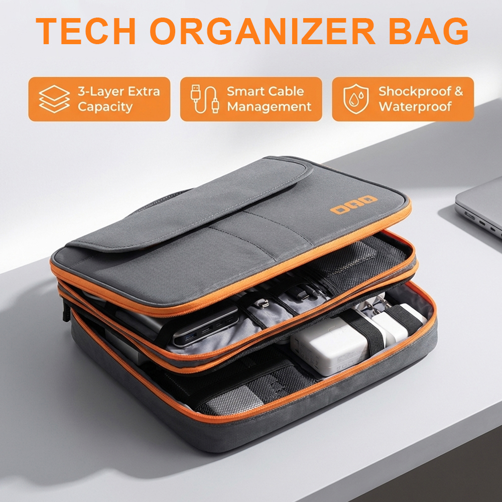 Large Capacity Tech Organizer  - Tech Accessories Travel Case ulasan dan harga